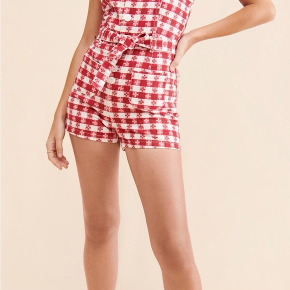 Rachel Antonoff Pants - Rachel Antonoff Romper in Red and White Gingham
